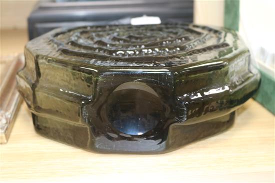 A large Whitefriars green / grey banjo vase